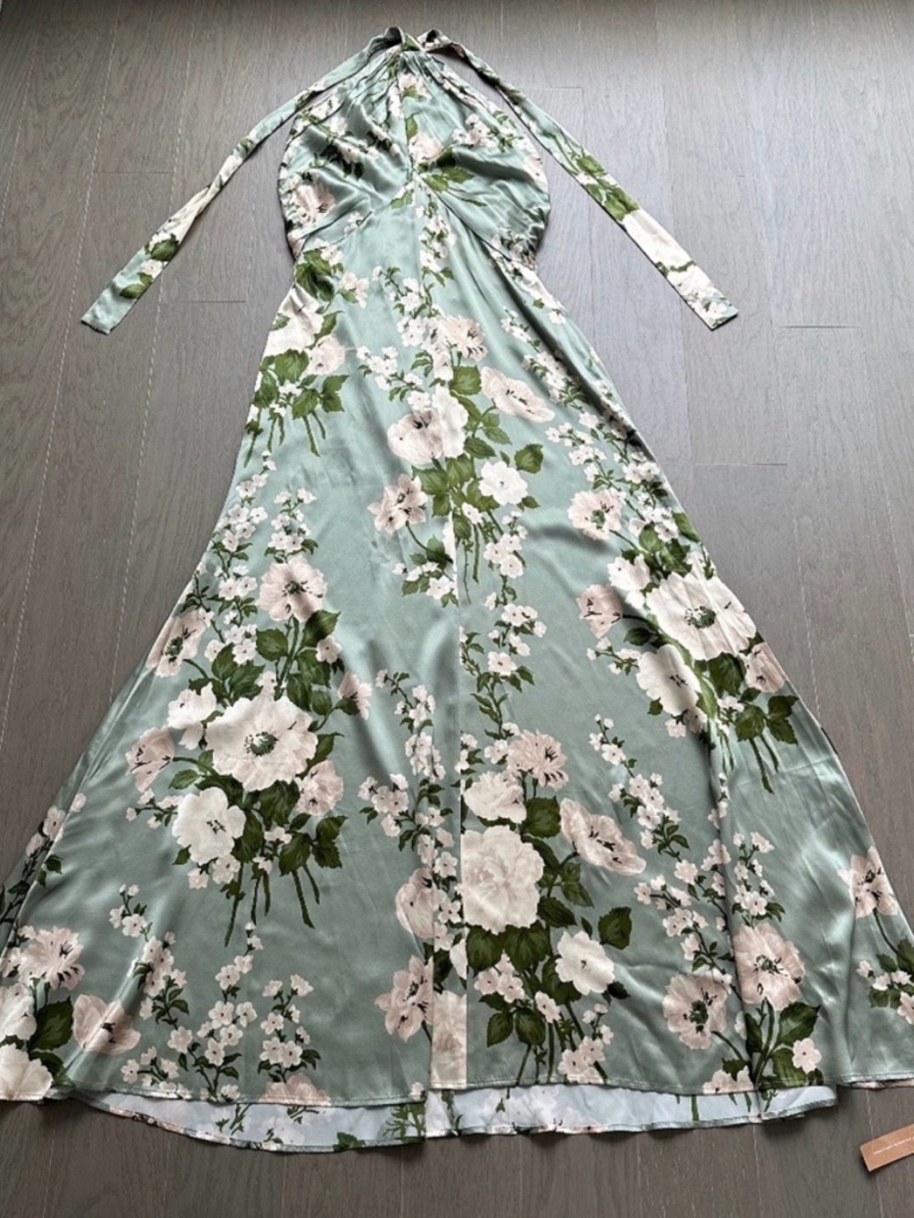 NWT Reformation Veria Silk Maxi Dress Terragon Size 8 - Picture 2 of 8